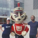 Photo: Jill and her boyfriend with Bucky statue in front of Kohl Center