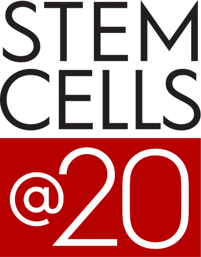 Graphic: The words "Stem Cells @ 20"