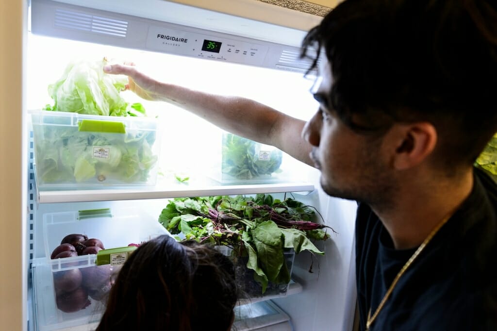 Photo: Person reaching into refrigerator