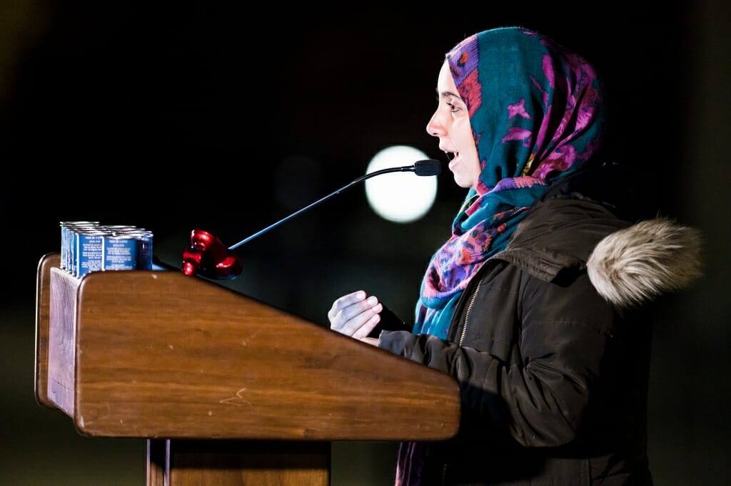 Photo of Maria Ahmad, assistant director of the Multicultural Student Center speaking.