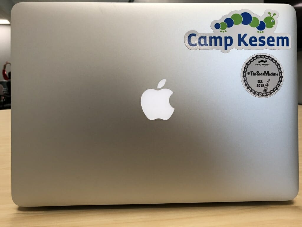 First year veterinary student Cassidy Schorr's laptop which features two Camp Kesem stickers.