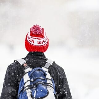 Photo: A student walks to class.
