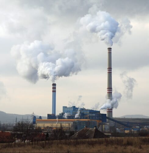 Photo: Smokestacks at power plant