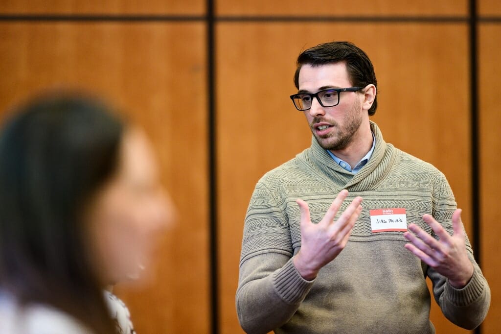 Photo: Meuris talking while gesturing