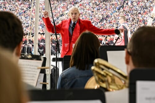 Photo of Leckone conducting the band.