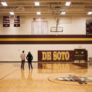 Photo: Keith and Colleen standing on basketball court