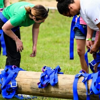 Photo: Participants adjust harnesses around their waists.