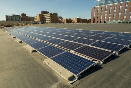 Photo: A solar array on Gordon Dining & Event Center.