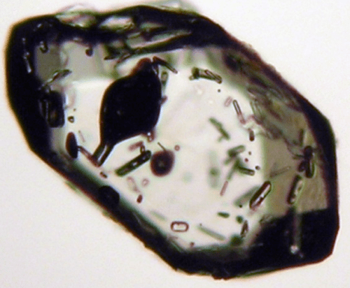 Close-up of zircon crystals.