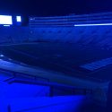 Camp Randall Stadium was empty Thursday night except for the blue light, which honored health-care workers during the pandemic.