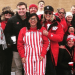 A group of people at a Badger football game.
