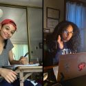 At left, Chelsea Hylton in her Los Angeles home, and, at right, her roommate Christine Brutus in her Queens, N.Y., home.