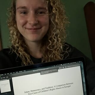 Lauren Sorensen submitted the first draft of her 134-page senior thesis. 