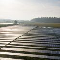 A solar array in a field