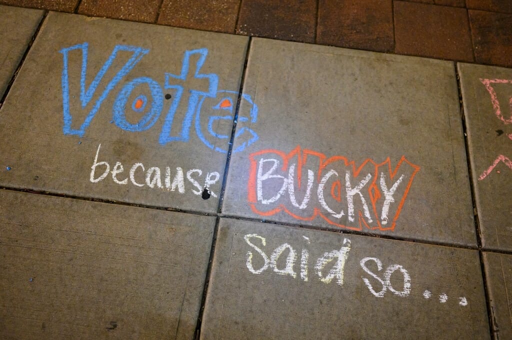 A direct message: Bucky wants you to vote.