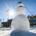 A friendly wave from this snowman outside the Kohl Center.