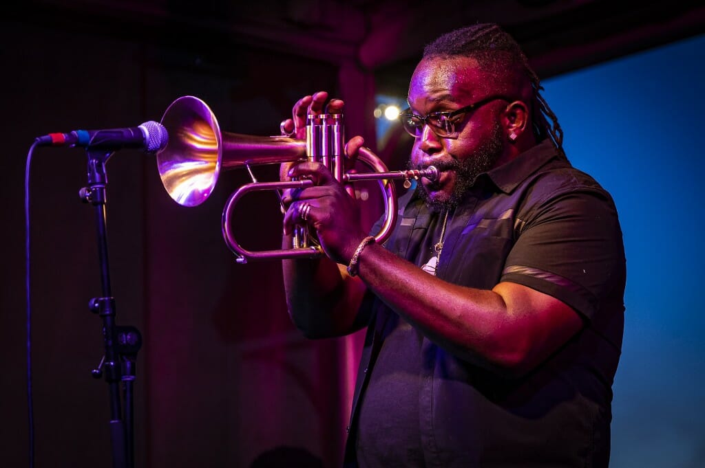 Trumpeter Marquis Hill and his band use their next-level musicianship and deeply interactive dynamic to break down the barriers separating bop, hip-hop, R&B and electronic music.