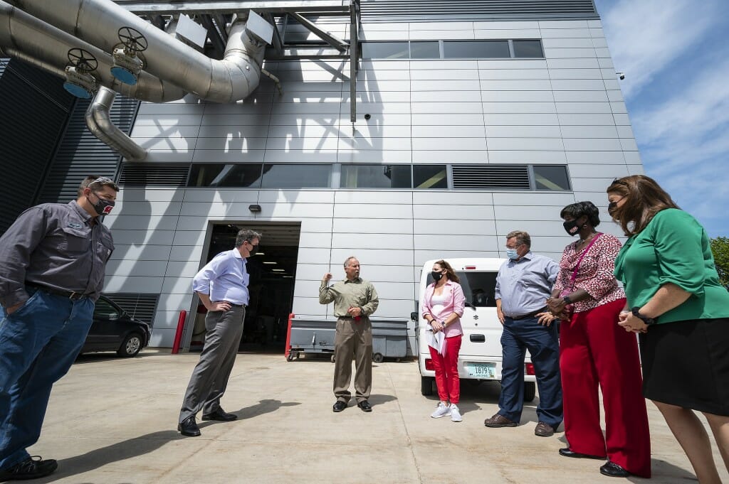 The tour also highlighted the Charter Street Heating and Cooling Plant, which uses untreated lake water from Lake Mendota to supply certain systems. Compared to city water, lake water costs far less and isn’t as taxing on the local groundwater supply.
