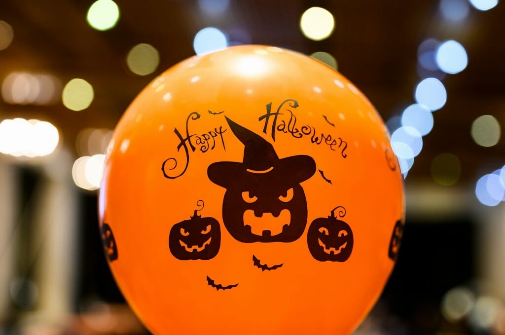 A Halloween-themed balloon set the tone.