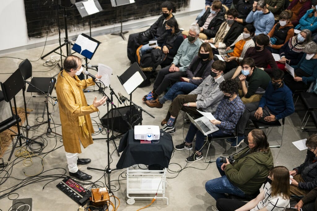 During his residency, Luthra taught a class called The Universal Language of Rhythm: Explorations Through Konnakol and Black American Music. 