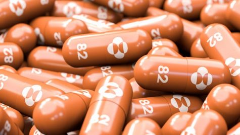 A pile of orange Molnupiravir pills