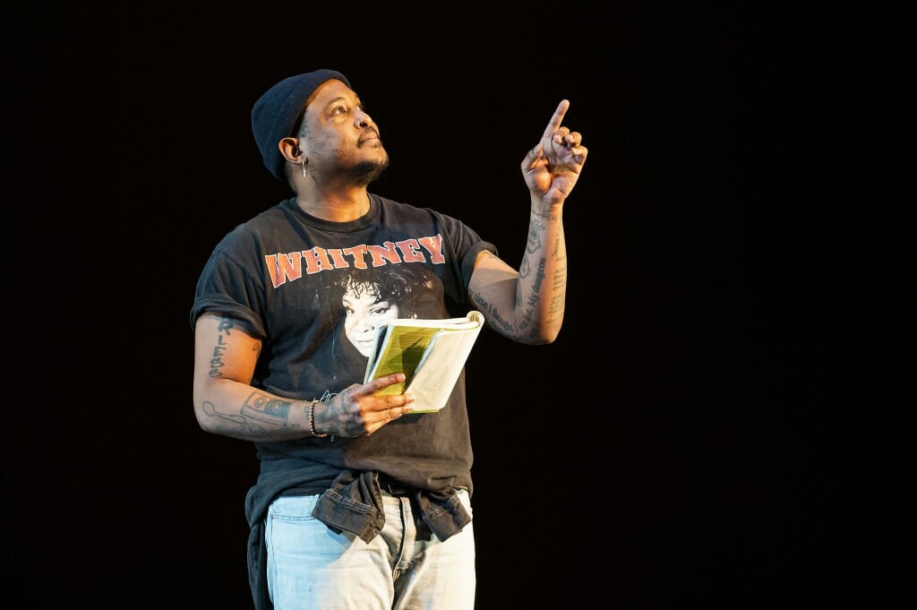 Danez Smith, an award-winning poet and graduate of the UW–Madison's First Wave program, performs during Moonshine.
