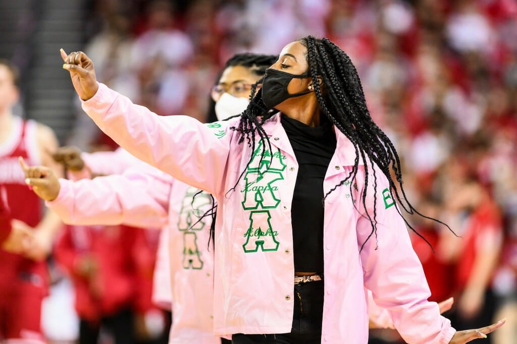 Alpha Kappa Alpha sorority members take to the court. Alpha Kappa Alpha was the first Black sorority on the UW–Madison campus when it was established in 1968.