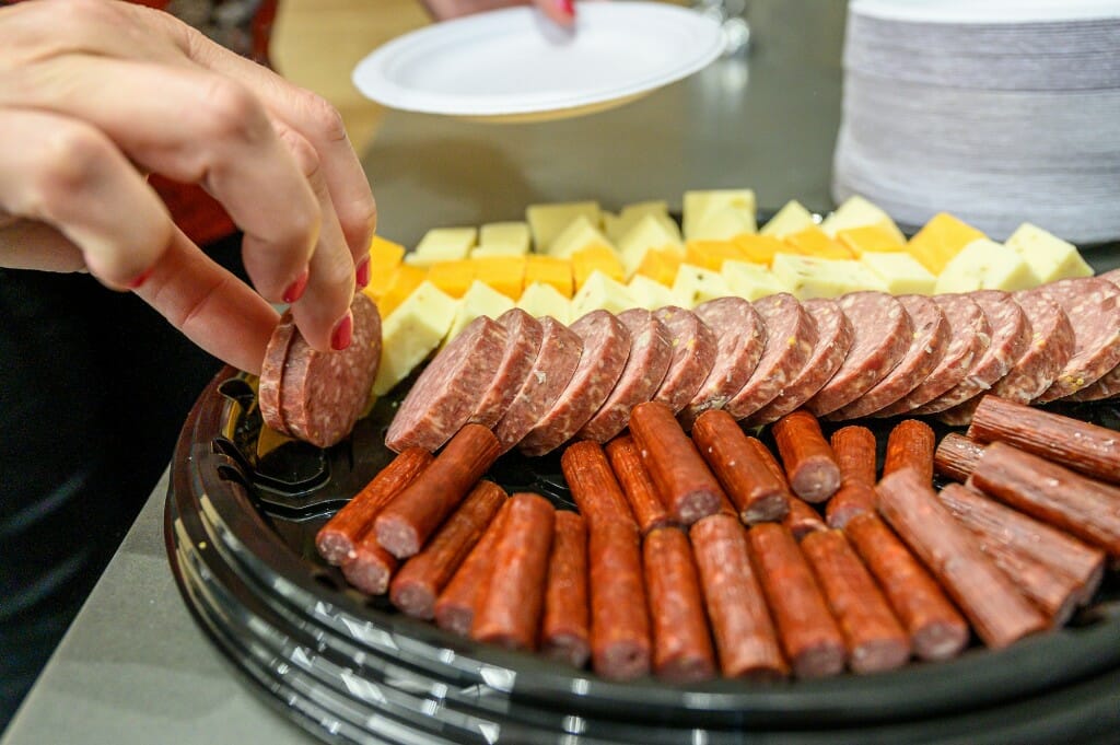 Staffers got to taste samples of sausage, meat sticks, and cheese during the tour.