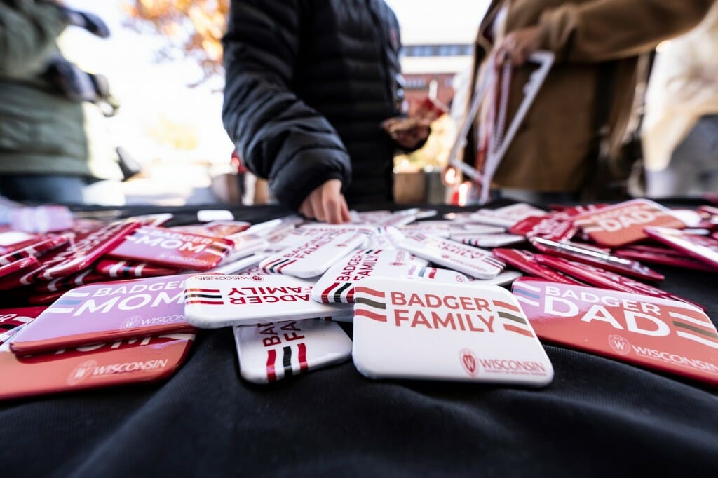 Nothing like some Badger swag to inspire Family Weekend participants.