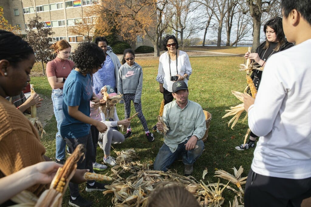 Dan Cornelius, a member of the Oneida Nation of Wisconsin and outreach program manager for the UW Law School’s Great Lakes Indigenous Law Center and CALS, demonstrated cooking traditional foods.