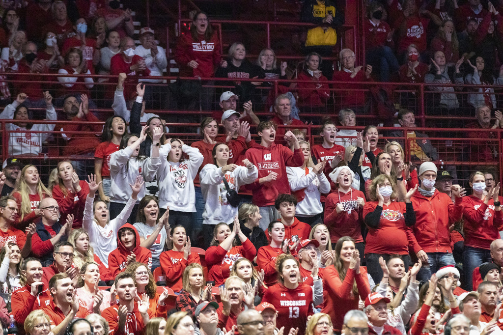 Fans cheer their support for the Badgers as the match ended.