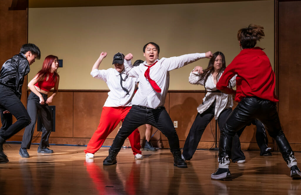 Members of KASPER, a UW–Madison student K-pop and hip-hop dance crew, perform at the Chinese American Student Association celebration in Union South’s Varsity Hall.