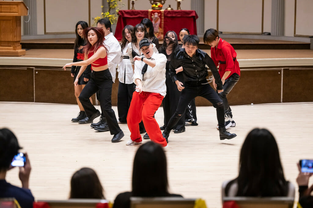 Members of KASPER, a UW–Madison student K-pop and hip-hop dance crew, perform during the VSA celebration.
