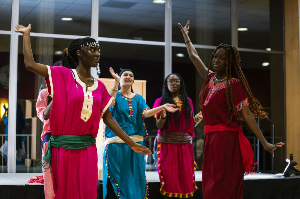 Members of the African Students Association perform a North African number.