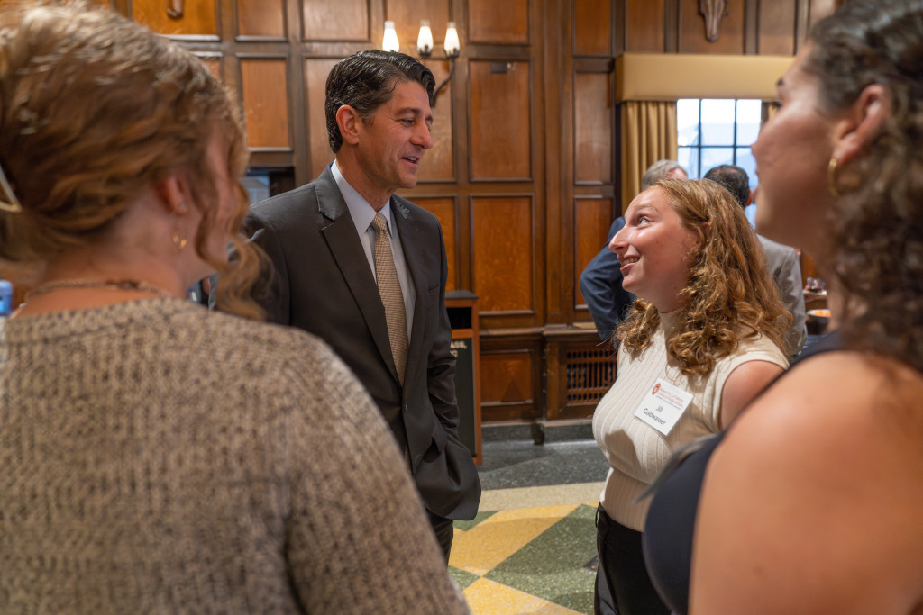 As Paul Ryan visited with students and faculty, a theme was bridging political divides and working across differences. 