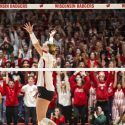 Sarah Franklin (13) celebrates with the crowd after scoring a point against Miami.
