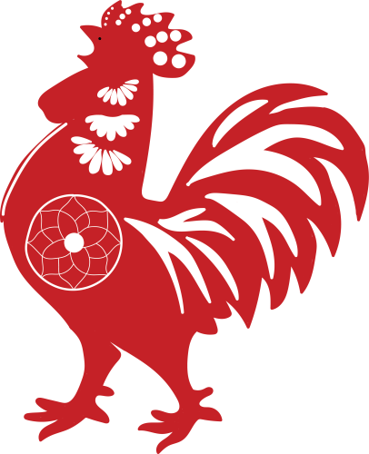 Red and white chicken graphic