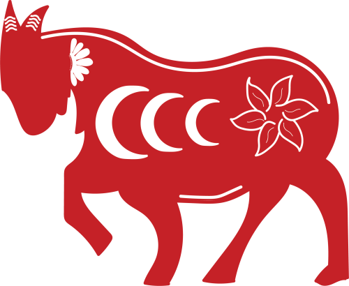 Red and white sheep graphic
