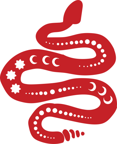 Red and white snake graphic