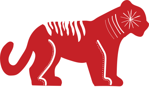 Red and white tiger graphic