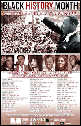 Poster of events for the 2014 Black History Month
