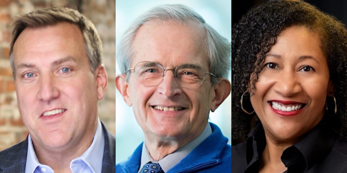 Three headshot photos of the three 2024 Chancellor’s Entrepreneurial Achievement Award winners.