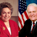 Composite of two headshot photos. On the left is Donna Shalala. At right is Jim Sensenbrenner.