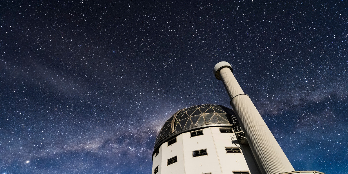 The Southern African Large Telescope under a starry sky with a visible Milky Way
