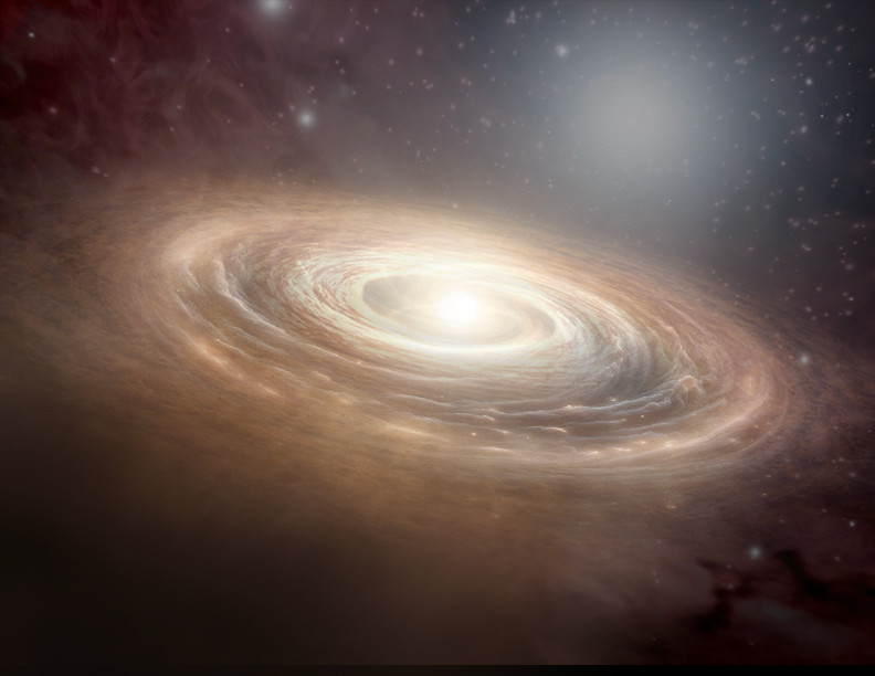 An artist's concept of a protoplanetary disk.