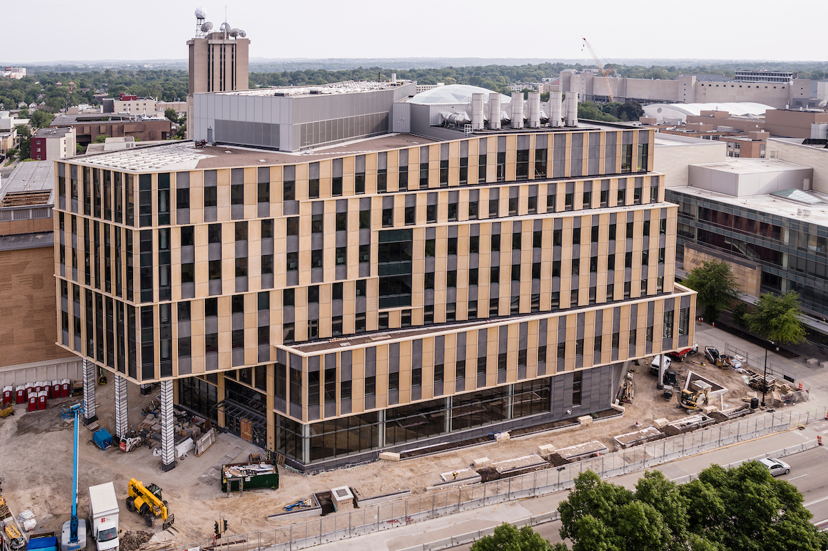 A newly constructed building seen from above.