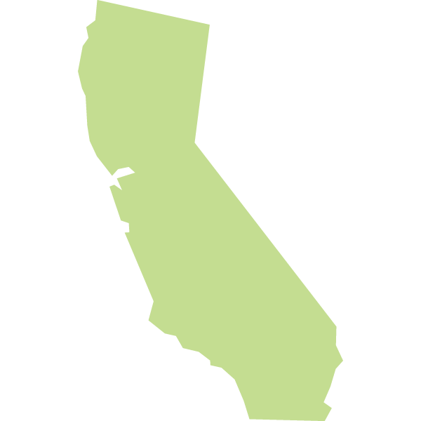 A light green silhouette of the state of California.