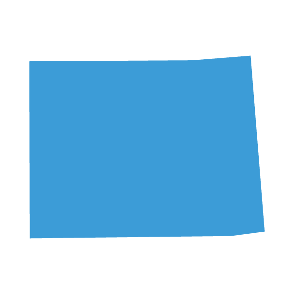 A blue silhouette of the state of Colorado.