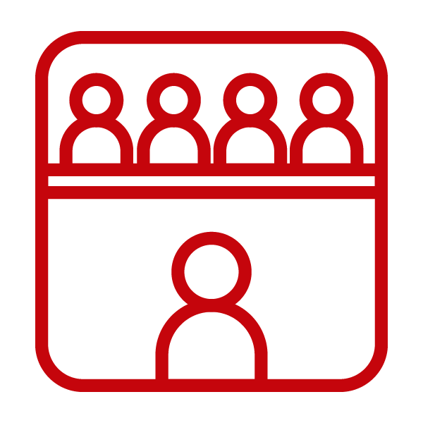 Red icon of a classroom