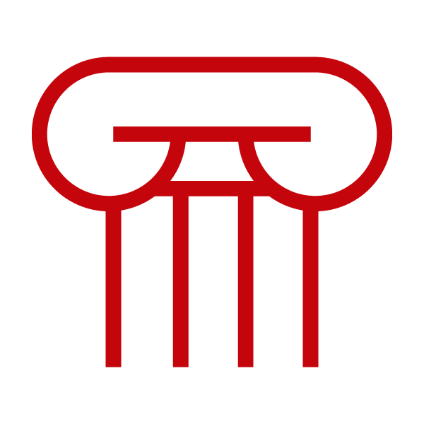 Red icon of a architectural column